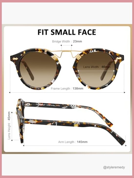 Acetate Polarized Sunglasses for Women Small Face UV Protection Retro main image 5